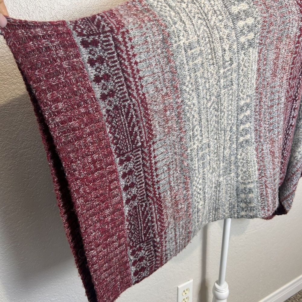 Free People Poncho Sweater Women Medium Willow Diamond Fair Isle Boho Wool Blend - Picture 4 of 11